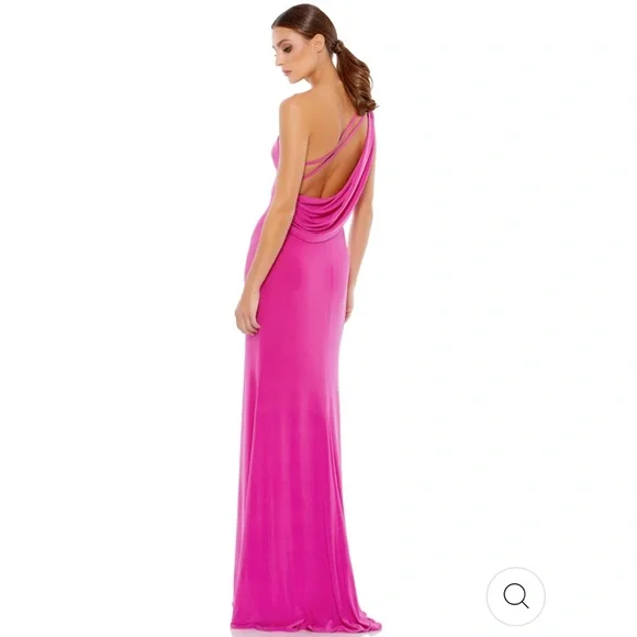 Mac duggal JERSEY ONE SHOULDER DRAPED BACK GOWN - Picture 2 of 6